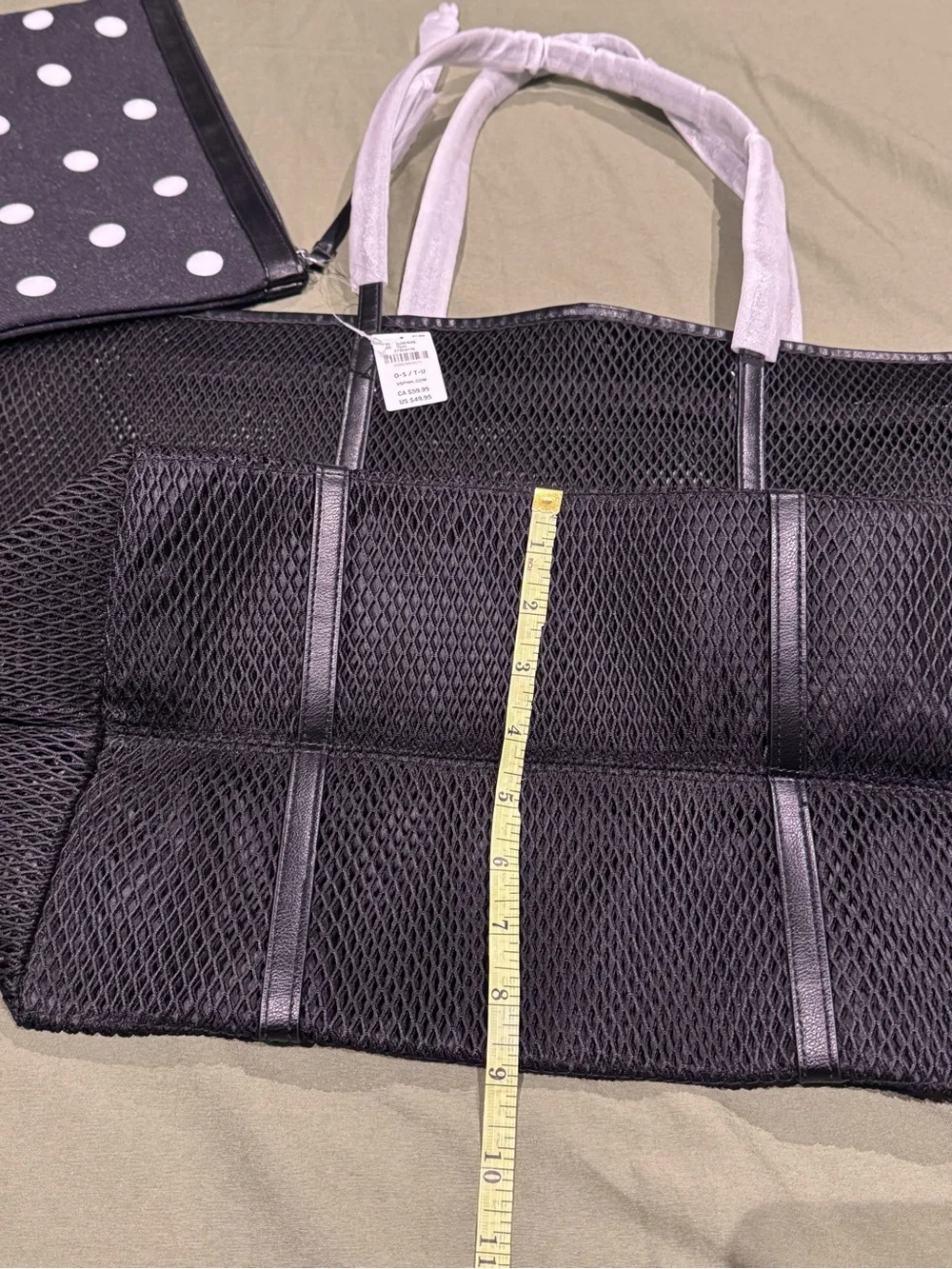 PINK by Victory Secret Black Mesh Tote  with Polka Dot Pouch